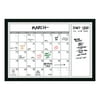 Amanti Art Quatrefoil Monthly Calendar Dry-Erase Board, Glass, 26" x 38", White/Gray, Mezzanotte Black Wood Frame