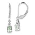thumbnail image 1 of Sterling Silver Rhodium-plated Diamond & Green Quartz Earrings, 1 of 2