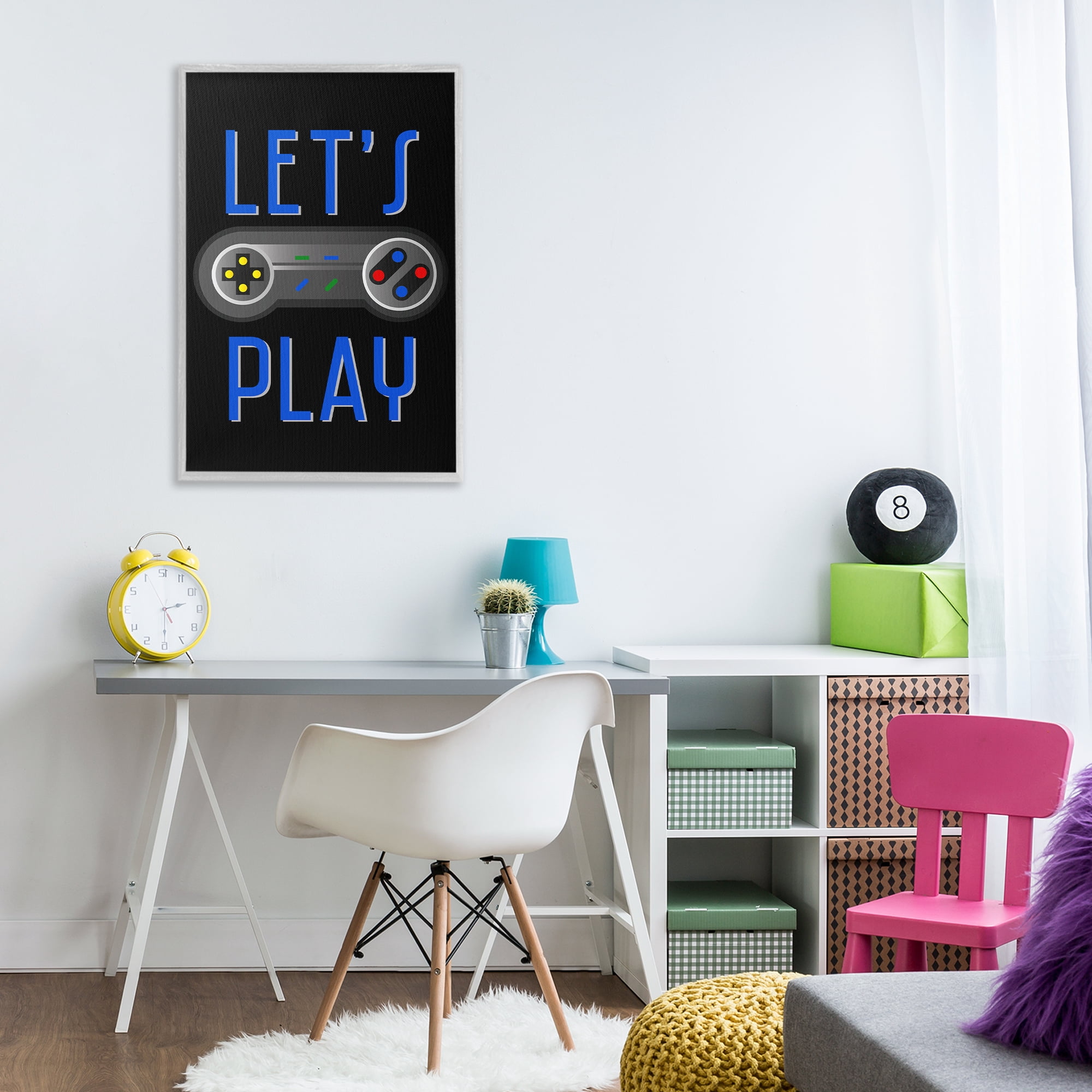 Stupell Industries Vintage Lets Play Games Typography Painting Gray Framed Art Print Wall Art, 20 x 30