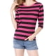thumbnail image 1 of Camiseta básica de ajuste slim con cuello redondo y mangas de codo para mujeres INSPIRE CHIC, T-shirt casual impresa XL en rojo y negro, 1 of 8