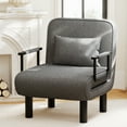 thumbnail image 2 of Furniliving 4 in 1 Convertible Sofa Bed, Folding Sleeper Chair Bed with 6-Position Adjustable Backrest & Pillow, Floor Single Chairs for Living Room, Bedroom, Office, Dark Grey, 2 of 10