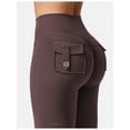thumbnail image 5 of Flare Leggings with Pockets for Women Scrunch Workout Leggings Butt Lifting Gym Yog Bell-Bottomed Pants Coffee XL, 5 of 6