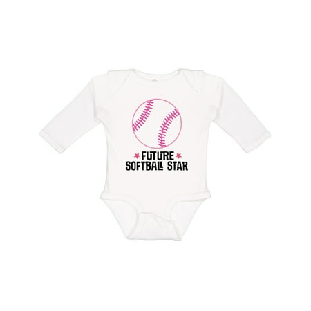 

Inktastic Future Softball Star Sports Gift Baby Girl Long Sleeve Bodysuit