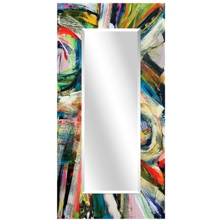 Big Glass Mirrors For Sale Empire Art Direct Rock Start I Rectangular Beveled Mirror on Free Floating Reverse Printed Tempered Art Glass, 72