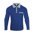 thumbnail image 5 of yillto Men's Long Sleeve Casual Shirts V Neck Collared Lightweight Business Golf Shirt with Pocket, 5 of 8