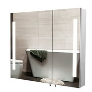 Homecho Bathroom Led Medicine Cabinet with Mirror, Lighted Bathroom Makeup Mirror with 2 Storage Shelves, White