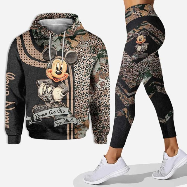 Sudadera con capucha de Mickey personalizable para mujer, conjunto de pantalones de chándal de Yoga de Mickey, Leggings de Yoga de Disney, chándal de moda