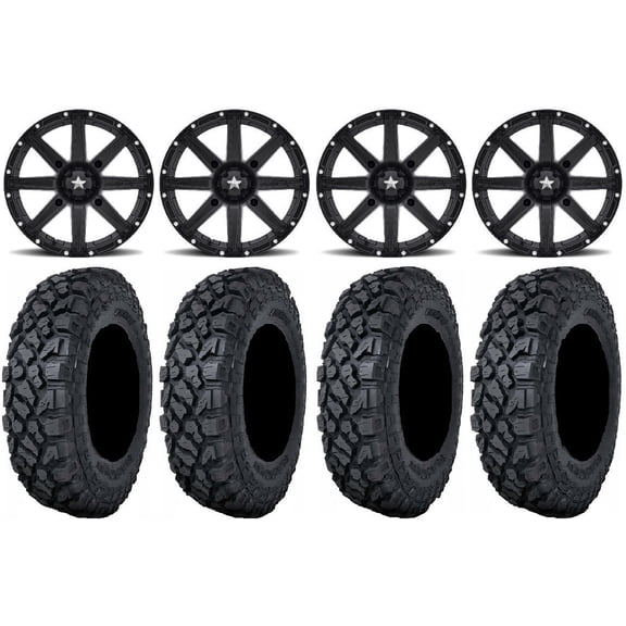MSA Black Clutch 14" UTV Wheels 32" Klever X/T Tires Polaris RZR XP 1000 / PRO XP / Ranger XP 900/1000