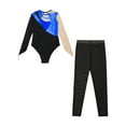 thumbnail image 4 of TSSOE Girls 2pcs Metallic Leotards with Legging Outfits Kids Long Sleeve Ballet Unitards Bodysuit Dancewear Royal Blue 6, 4 of 5