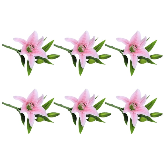 Toystoory 6 piezas de simulación de flores artificiales de Lilys, reutilizables, lavables, vivos, decorativos, para dormitorio, plantas falsas, Flores artificiales Rosa Toystoory HA084319-04
