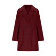 thumbnail image 2 of Trench Coat Women Double Wool Blend Overcoat with Notch Lapel Design Lined Peacoat Womens Coat (RD1 XXL), 2 of 6