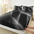 thumbnail image 3 of Manfei Geometric Geometric Lines Twin Sheet Sets,Modern Abstract Art Twin Fitted Sheet,Gray Black Ribbon Flat Sheet For Teens,Microfiber Bedroom Decor,3pcs, 3 of 7
