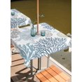 thumbnail image 2 of Square Outdoor Tablecloth with Umbrella Hole Blue Beige Coastal Turtle Outside Table Cloth Waterproof Patio Table Cover Ocean Coral Nautical Zipper Tablecloths for Picnic Party Camping 54x54 Inch, 2 of 8