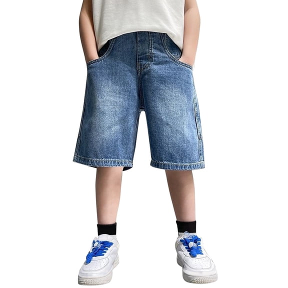 KVPLBQFD Boys Distressed Denim Shorts Y2K Streetwear Skateboard Jorts for Kids Straight Wide Leg Jeans Shorts Teens Boys Summer Clothes