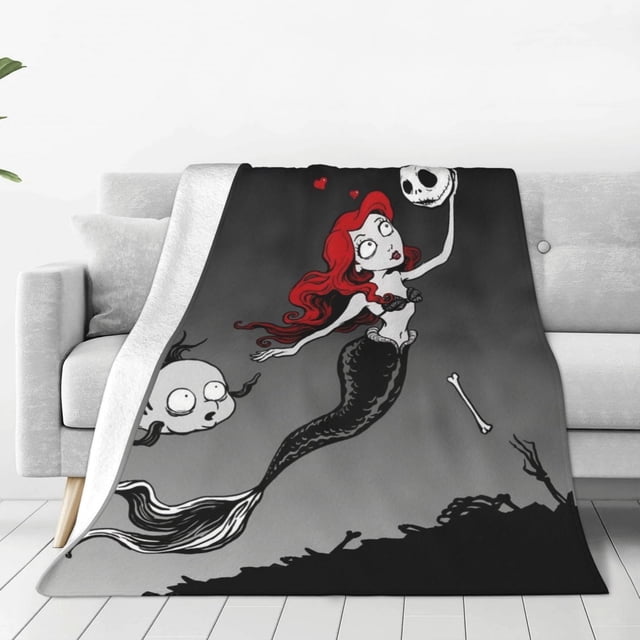 Manta de tela de superficie vertical súper suave de varios tamaños de Pesadilla antes de Navidad, acogedora y cálida, adecuada para cama, sofá, campamento, viajes, todas las estaciones, liviana y