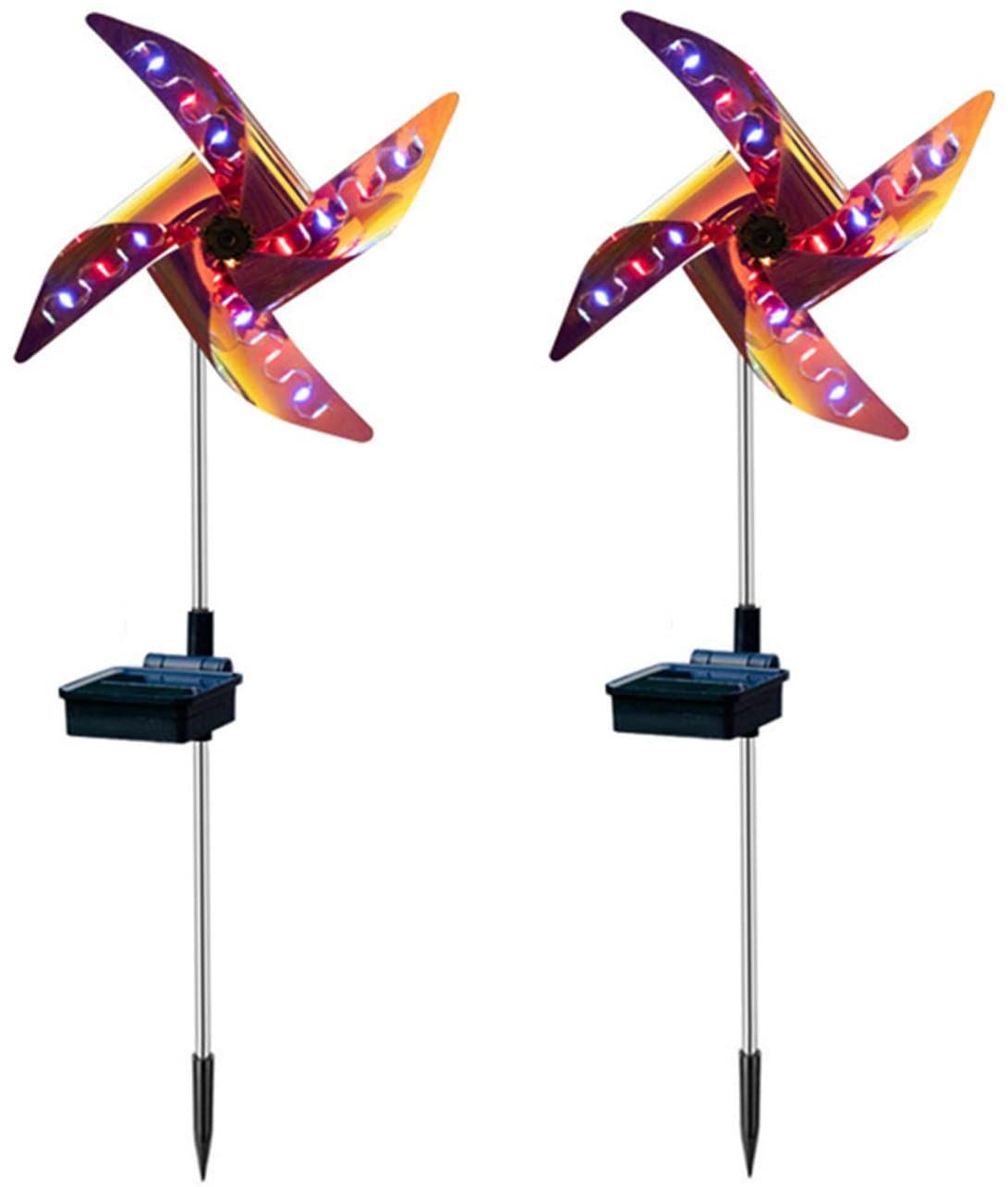 2pcs Solar Wind Spinner, Pinwheels Garden Stake Wind Spinners with 8