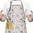 thumbnail image 2 of White Christmas Deer and Gift Pattern Apron-Garden Aprons for Women with Pockets-Cotton Linen Waterproof Kitchen Cooking Gardening Aprons Adjustable for Kitchen,Cooking,BBQ and Salon 33"x27", 2 of 7