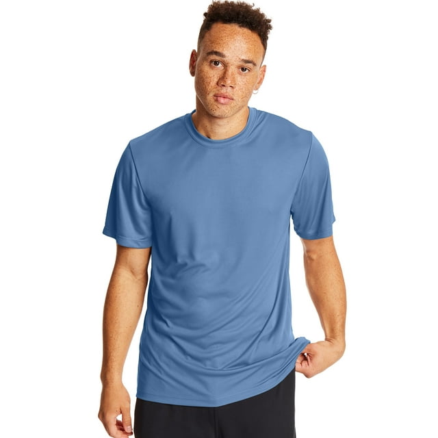 Hanes Mens Sport Cool DRI Performance Tee 2-Pack, XL, Light Blue