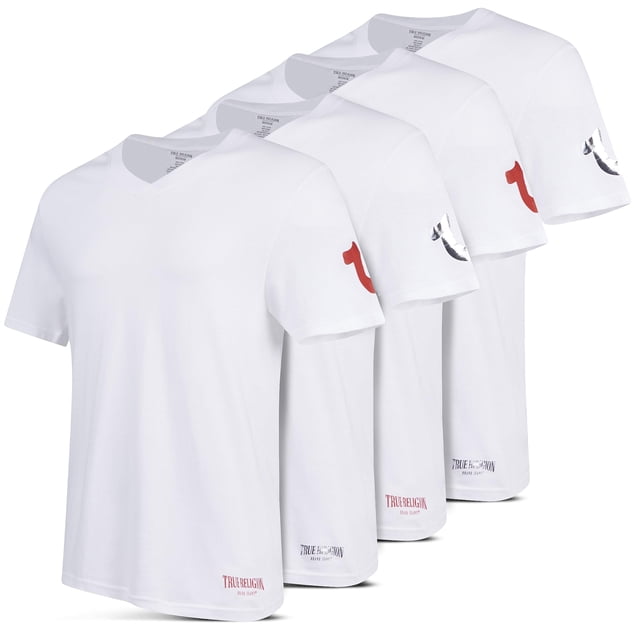 True Religion Hombre Paquete de 4 Camisetas Interior Livianas de Algodón