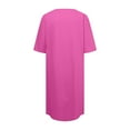 thumbnail image 6 of Riforla Summer Dresses for Women Solid Color Cotton Linen Pockets Tunic Midi Dress Frame Dress Hot Pink XL, 6 of 6
