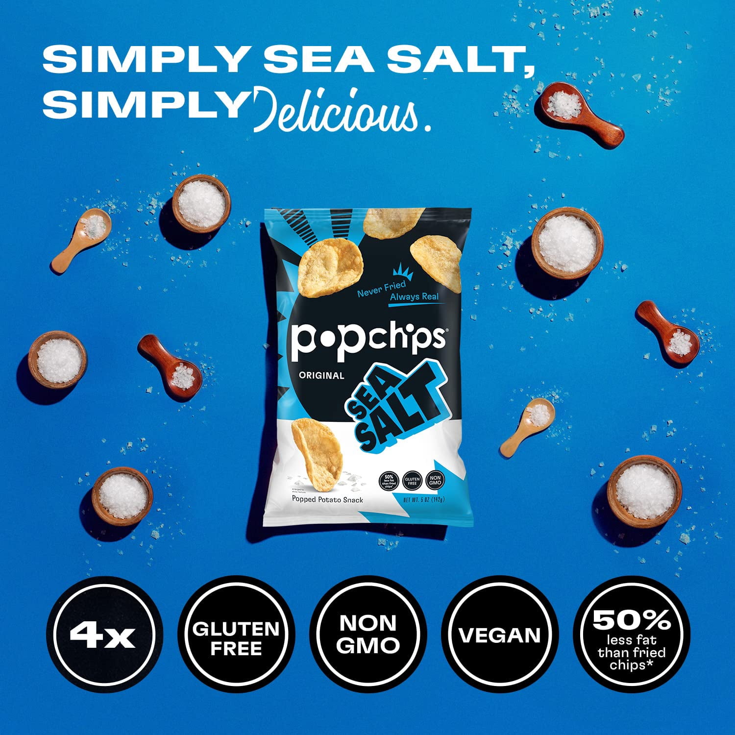 Popchips Potato Chips, Sea Salt, 5 oz (Pack of 12)