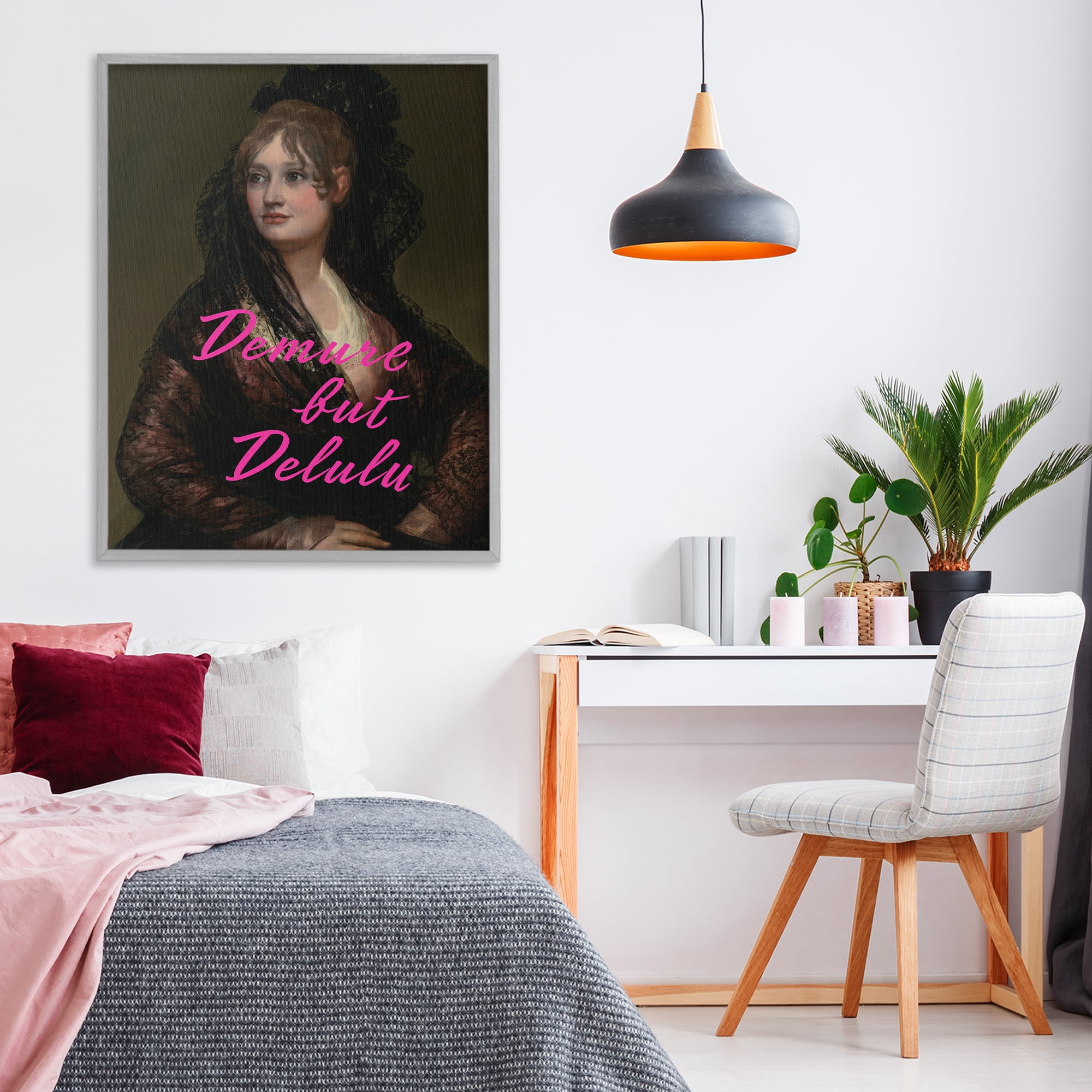 Stupell Industries Iconic Demure But Delulu Gray Framed Giclee Art, design by Grotto Studios