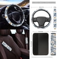 thumbnail image 3 of Yuyamidu Daisy Car Seat Cover Set with Steering Wheel Cover Seat Belt Covers Trash Can Air Vent Pocket Organizer Rear View Mirror Cover Cup Coasters Key Chain 15 PCS Car Decorative Accessories, 3 of 7