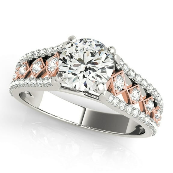 Aonejewelry 0.75 Ct. Halo Two-Tone Diamond Engagement Ring In 14k Solid Rose & White Gold