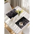 thumbnail image 5 of Black Botanical Placemats Set of 8, Dragonfly Flower Leaf Retro Style Placemats for Dining Table, Place Mats for Kitchen Tabletop, Waterproof Wipeable Dining Table Mats Set, 5 of 9