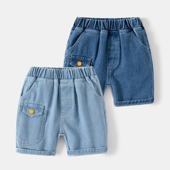 SHenli Toddler Boys Shorts Denim Cargo Shorts Elastic Waist Casual Jeans with Pocket Bottom for Daily Outdoor