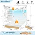 thumbnail image 3 of L-Shaped Bunk Bed Twin Over Full Size with 4 Storage Drawers & Charging Station, Metal Bunk Bed with LED Lights & Bookshelf & Pegboard for Adults, Twin Loft Bed with Safety Guardrail & Ladder, White, 3 of 12