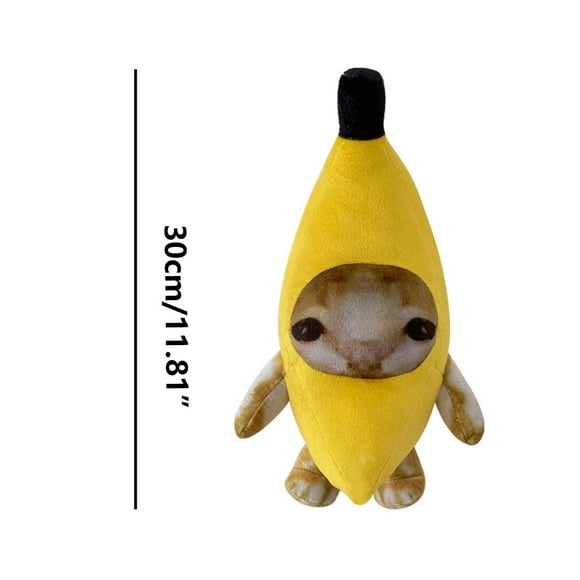 Banana-Shaped Cat Sound Doll with Happy Face Print for Kids, Soft Plush Toy with Squeaker, 1 Count