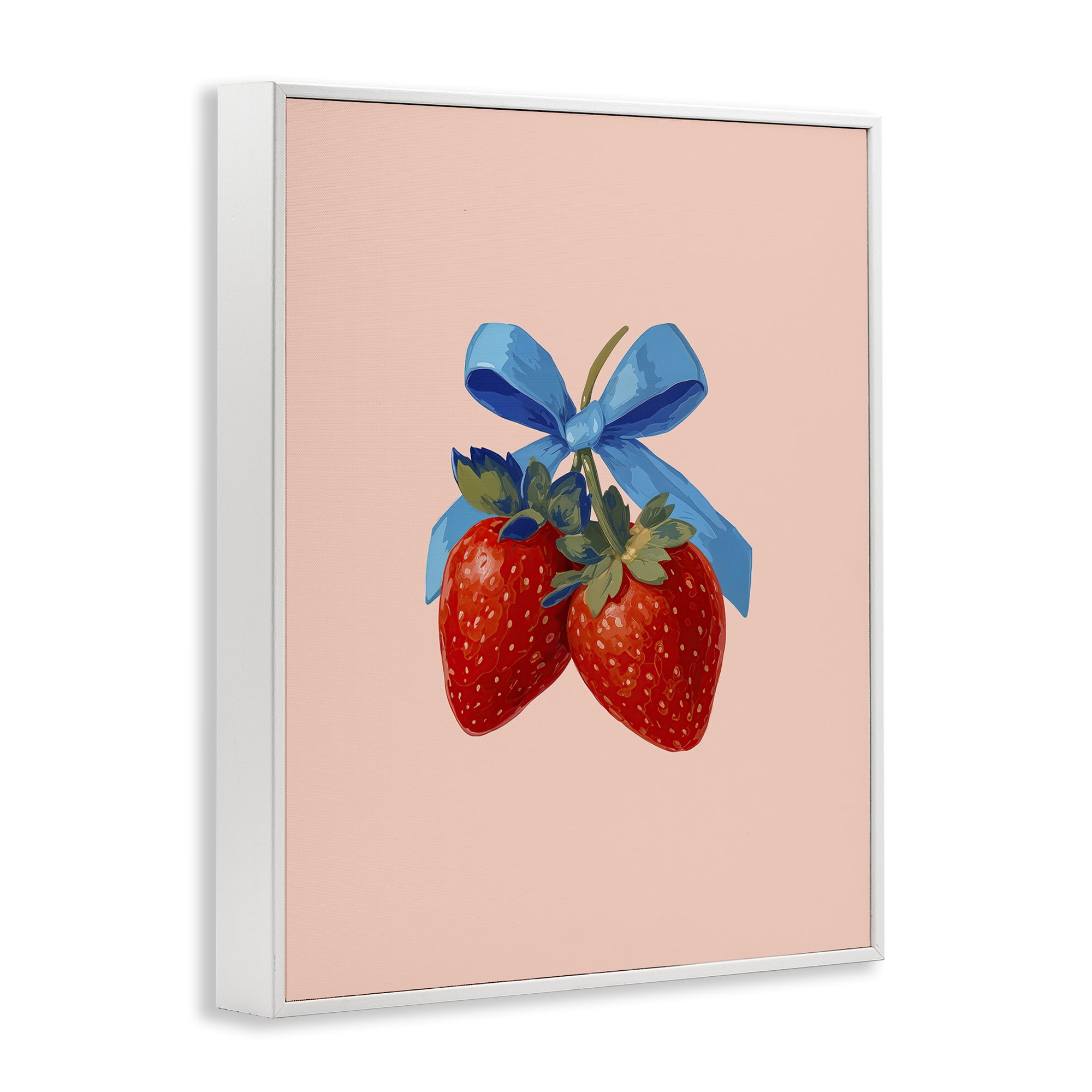 Stupell Industries Strawberry Pair with Blue Bow White Framed Giclee Art, design by Imagine It Images