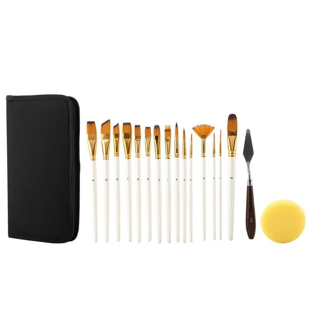 FDIT 15 Piezas Juego De Pinceles De Pintura De Artistas Profesionales, De Madera Con Cerdas De Nylon, Kit De Suministros De Arte Duradero Para Acuarela De Aceite De Acuarela Gouache