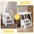 thumbnail image 5 of Toddler 3 Step Stool, Plastic Children Learning Helper Stool with Side Handles for Bathroom Sink, Kids Standing Tower with Non-Slip Pads for Kitchen Counter, Toilet Potty Training, Gray, 5 of 6