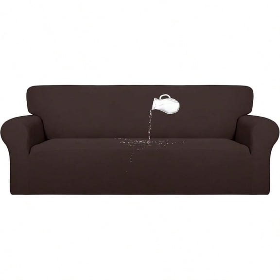 100 Dual Waterproof Couch Cover Slipcovers for Couches and Sofas - Stretch Non Slip Fleece Sofa Covers Washable Leakproof Furniture Protector for Pets Dog Sofa Chocolate
