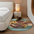 thumbnail image 3 of Country Star Vintage Round Rug 4ft Washable Circle Entryway Rugs Non Slip Sunflower Farmhouse Teal Brown Western Berry Area Rug Indoor Floor Carpet for Bedroom Kitchen Home Office Dining Room, 3 of 7