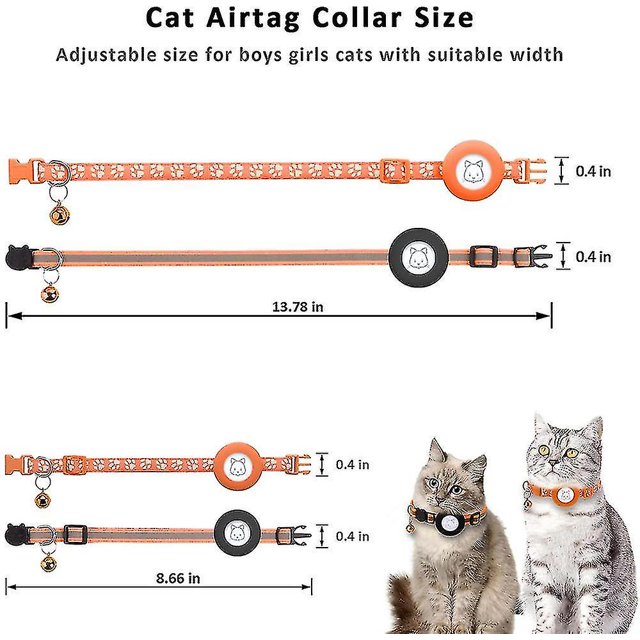 2 collares reflectantes ajustables para gatos con etiqueta de aire con hebilla de seguridad separable y campana. LingWen 1327533338127