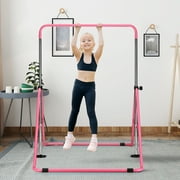 Ainfox Kids Gymnastics Bars Equipment for Home, Junior Expandable Horizontal Monkey Bar(Pink)