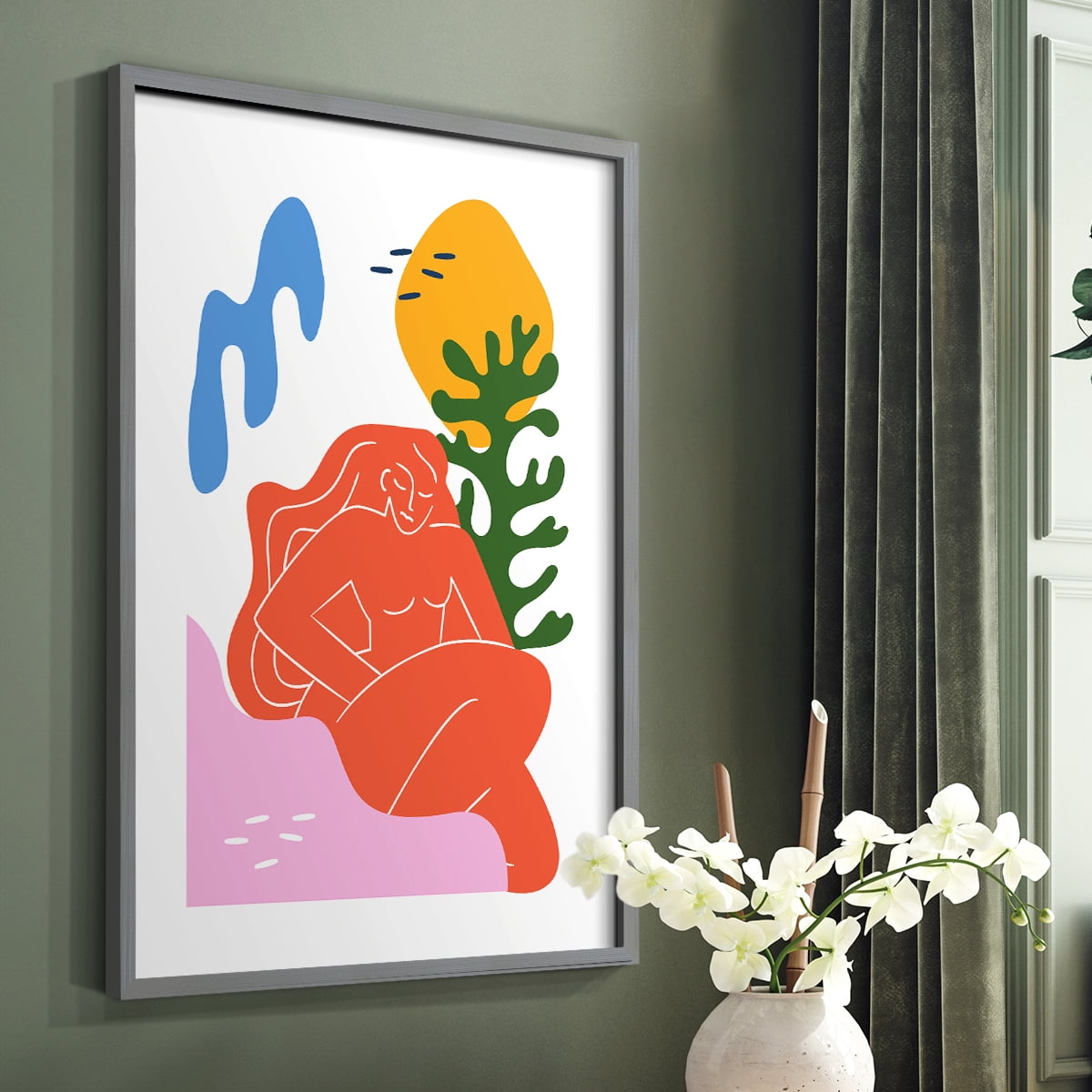 Matisse CDXLIX in Gray Solid Wood Framed Print No Nail Hanging