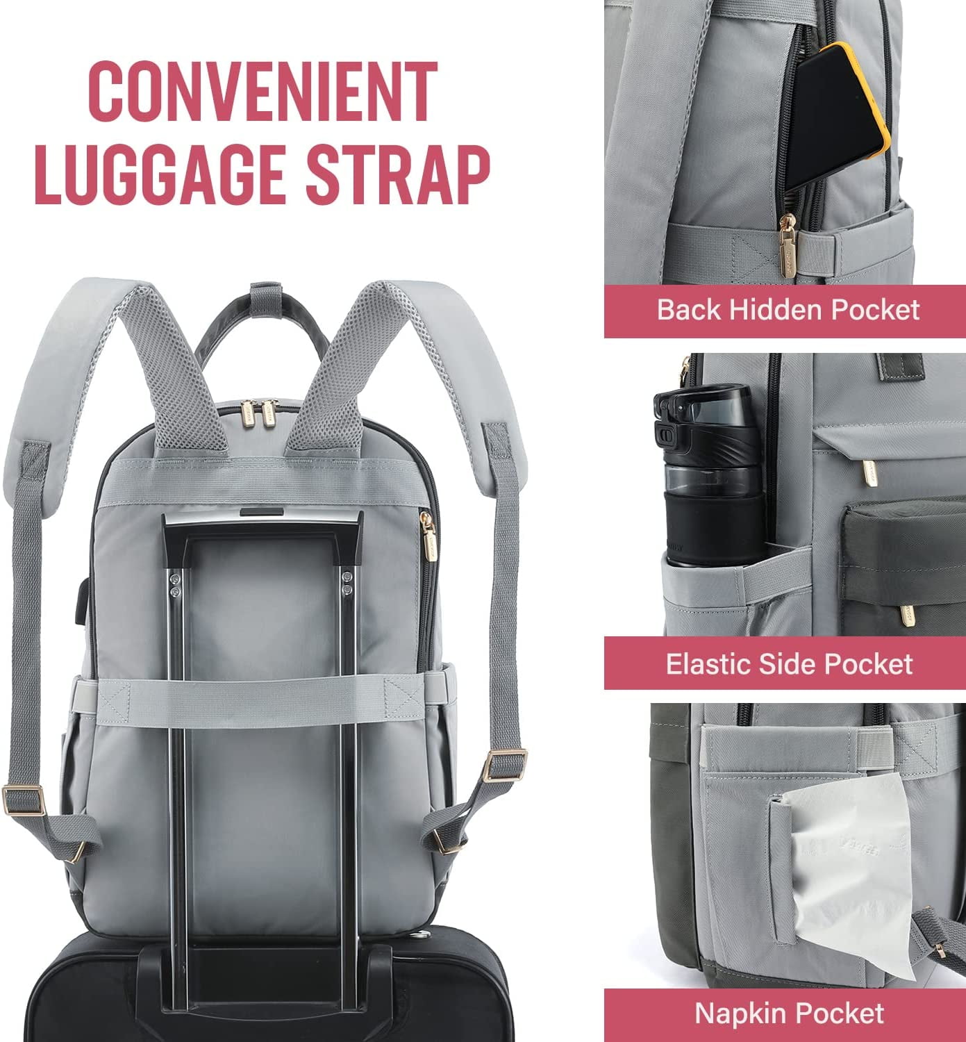 Lovevook Backpack Purses for Women,Vintage Women Teacher Laptop Backpack Nurse Bag, Multi-Function Work Travel Daypacks College Book Bag with USB Port