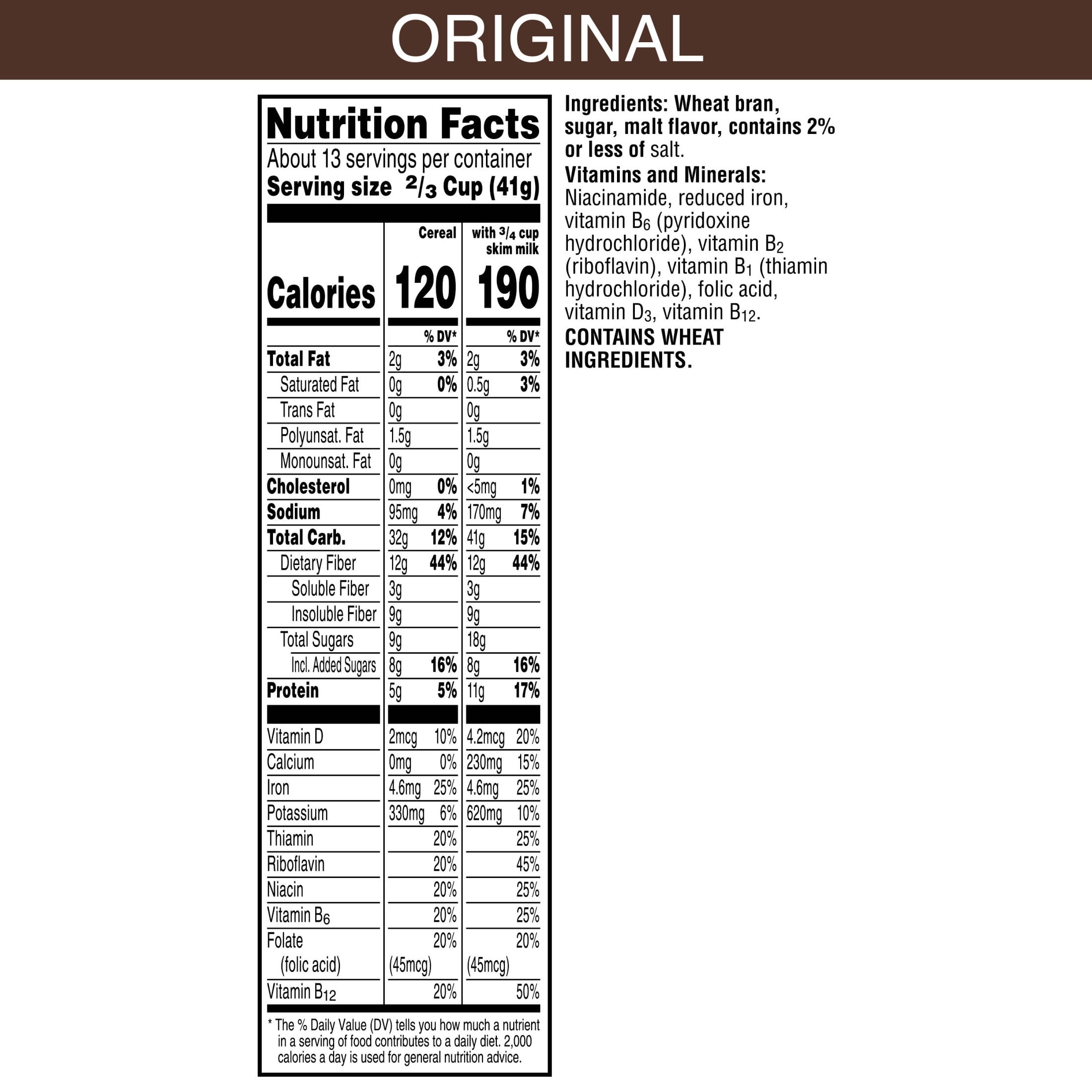 (10 pack) Kellogg's All-Bran Original Breakfast Cereal, High Fiber, Family Size, 18.6  oz