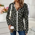 thumbnail image 2 of Trendy Jackets for Women Full Zip Up Hoodies with Pockets Long Sleeve Graphic Print Zipper Hooded Sweatshirts (2XL, Black-Floral), 2 of 6