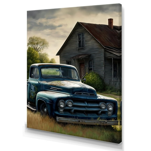 Designart Old American Truck In Barn I Canvas Wall Art