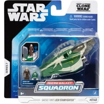 Star Wars Micro Galaxy Squadron Saesee Tiin's Jedi Starfighter - 5 inch Vehicle with Two 1 inch Micro Figure Accessories