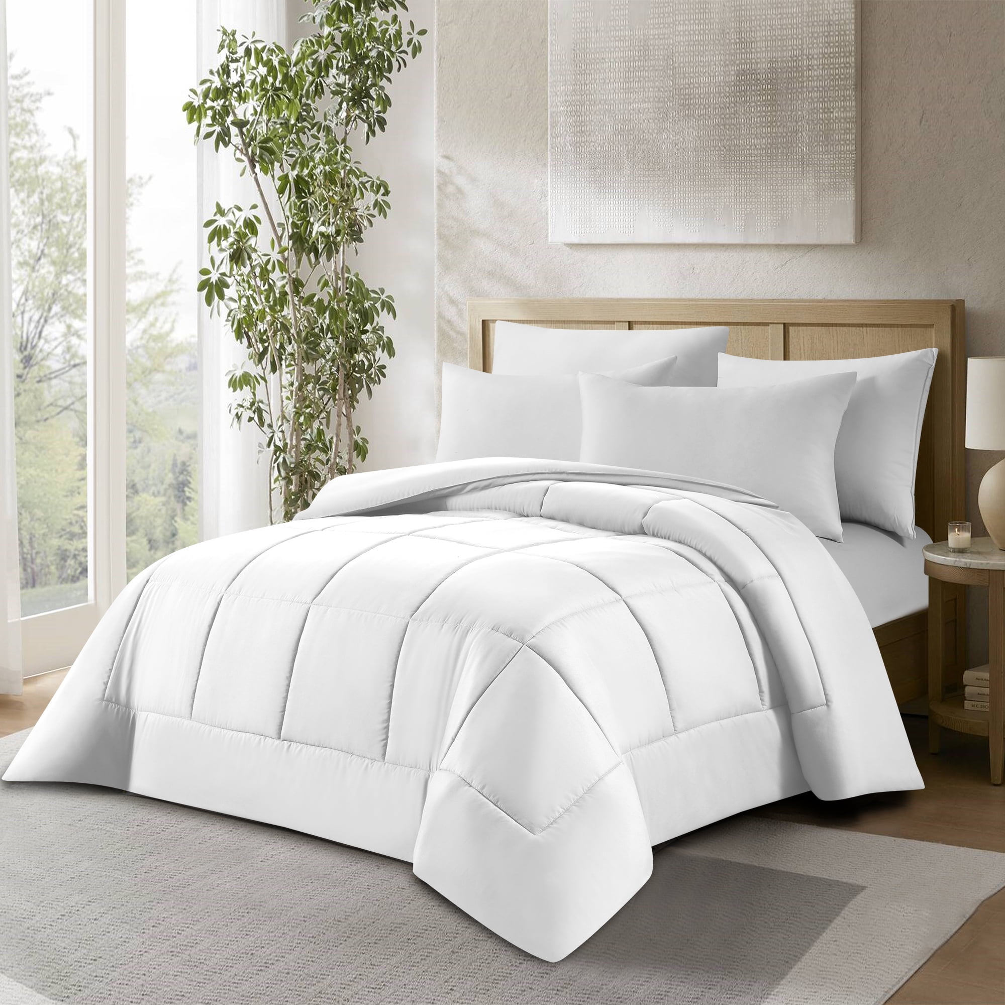 Swift Home High-Filled Down Alternative Comforter, Ultra Soft All Season Hypoallergenic Bedding, Twin, White