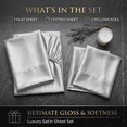 thumbnail image 2 of PixelForge Queen Satin Sheet Set, 4 Pieces, Gray, Silky Satin Bed Sheets with 14" Deep Pocket, 2 Pillowcases, 2 of 7