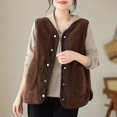 thumbnail image 2 of AKOEE Fleece Vest for Women Jackets with Pockets Faux Shearling Sleevleess Button Up Winter Coats Fuzzy Outerwear (M, Brown), 2 of 4