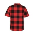 thumbnail image 3 of Goofa Buffalo Plaid Red Black Hawaiian Shirt for Men, Unisex Summer Beach Casual Short Sleeve Button Down Shirts,Aloha Tropical Floral print shirt-, 3 of 9