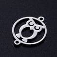 thumbnail image 2 of Tarnish Resistant 201 Stainless Steel Links connectors Circle with Owl For Halloween Stainless Steel Color 19.5x15x1mm Hole: 1.4mm, 2 of 2